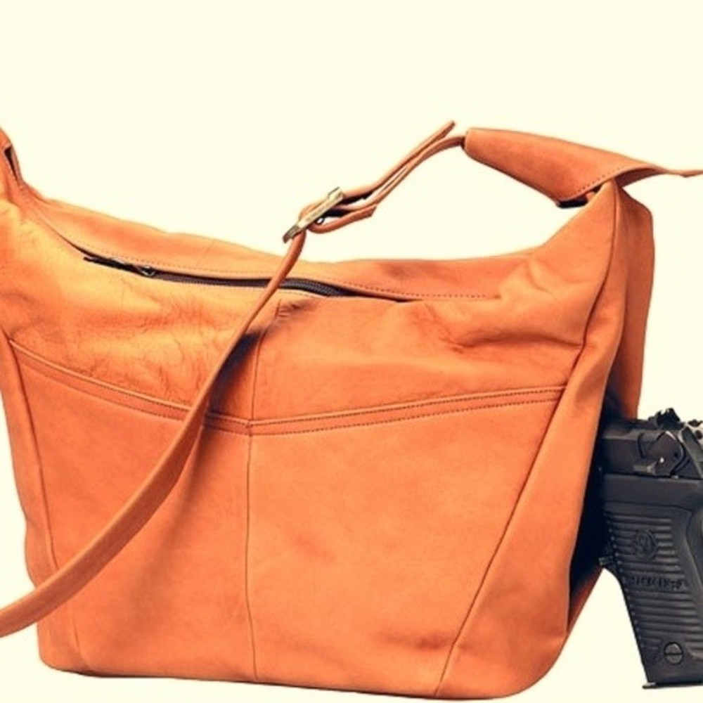 TRUE Concealed Carry Black Leather Pistol Purse